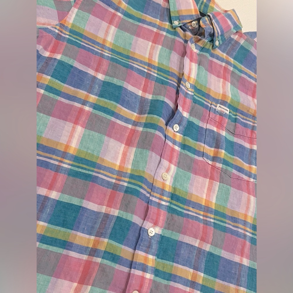 Faconnable 100% Linen Colorful Plaid Short Sleeve Shirt
Button up
Size Large - Picture 2 of 5